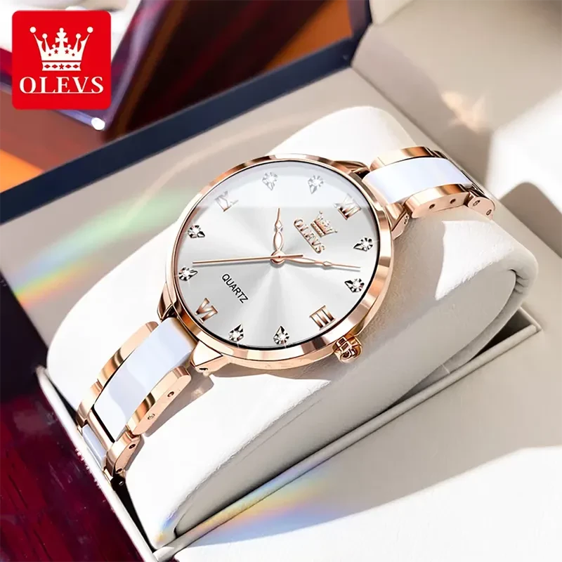 Olevs Most Luxurious White Dial Ladies Watch | 5872